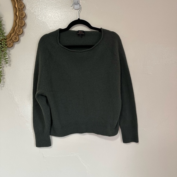 Quince Mongolian Cashmere Boatneck Sweater, Moss, Large - Picture 2 of 7
